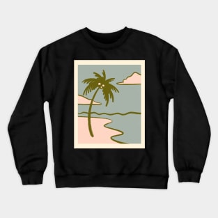 Beach Palm Tree 1 Retro Midcentury Crewneck Sweatshirt